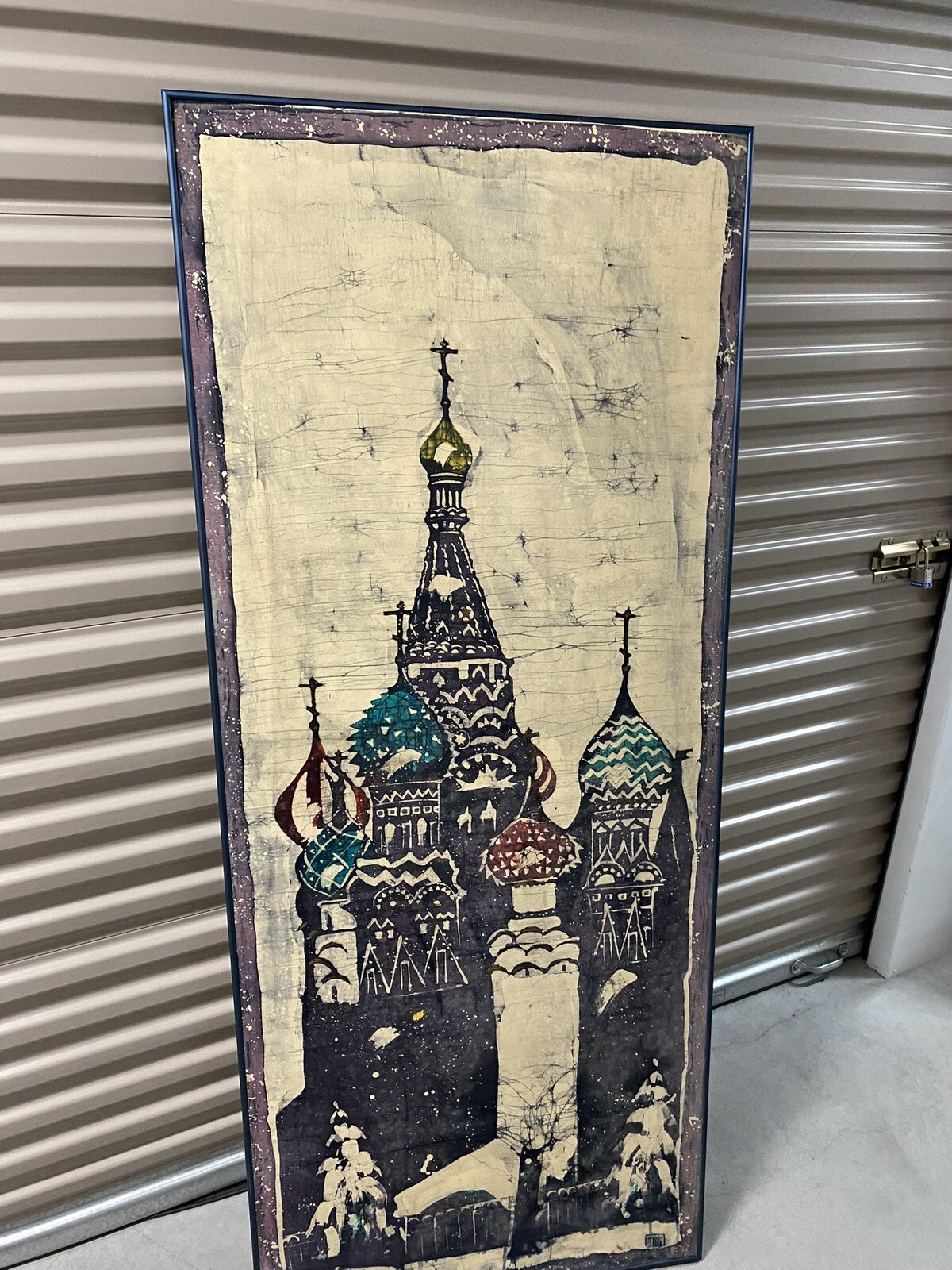 70×43 Lg. Oil On Canvas Painting Depicting Moscow. Artist Signature Not Legible