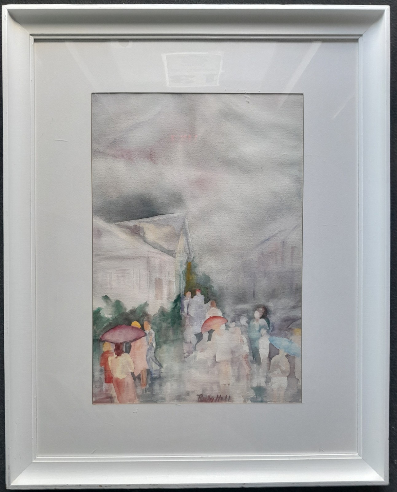 RUBY HALL FLORIDA KEY WEST ARTIST LARGE WATERCOLOR 1989 «KEY WEST SHOWERS»