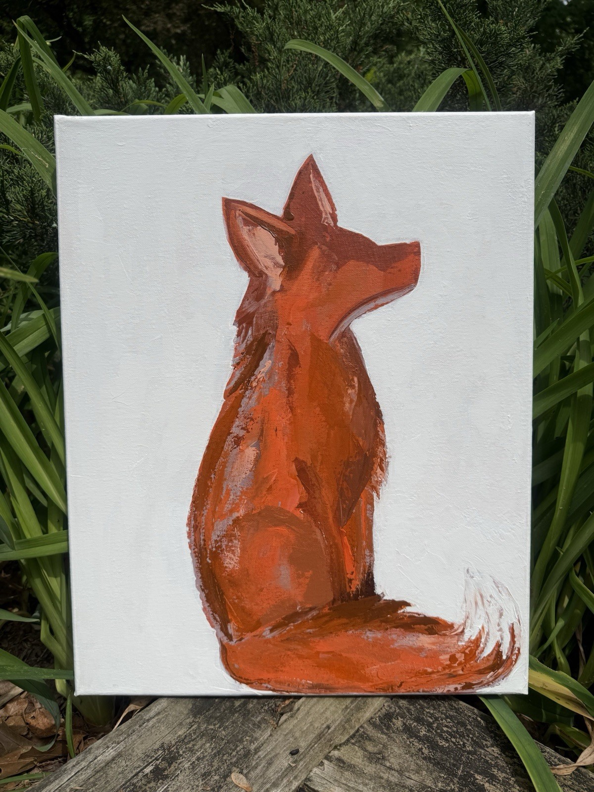 Fox Abstract Colorful Original Acrylic Painting on Stretched Canvas Low Profile