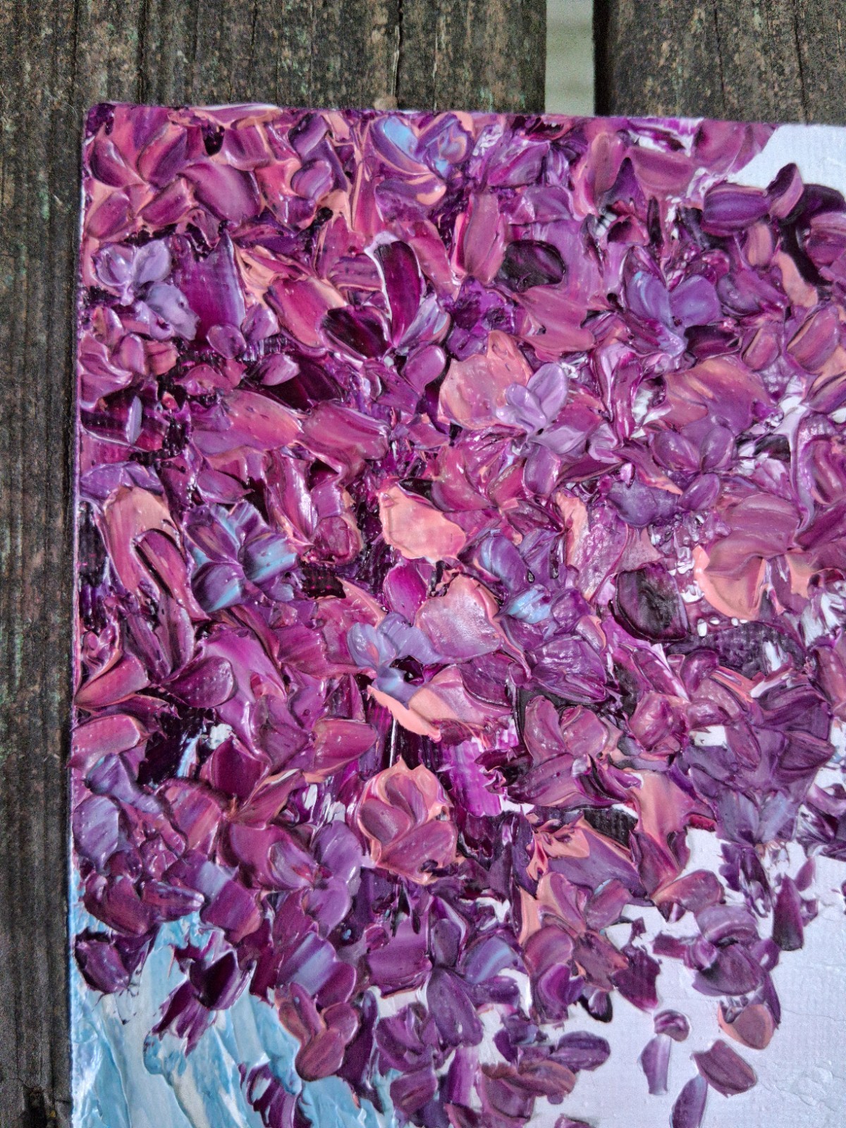 Original 4″x6″ Textured Oil Painting IMPASTO Flower Bouquet purple Wildflowers