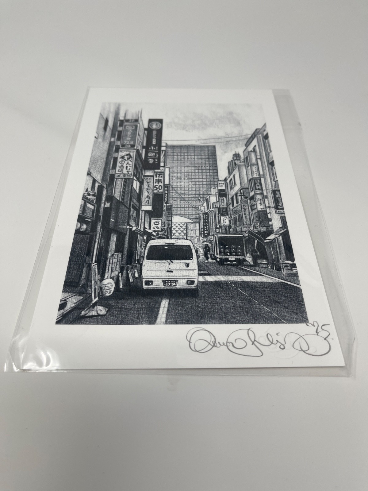 Tokyo Street Scene Original Art – Devon Rodriguez Graphite & Acrylic