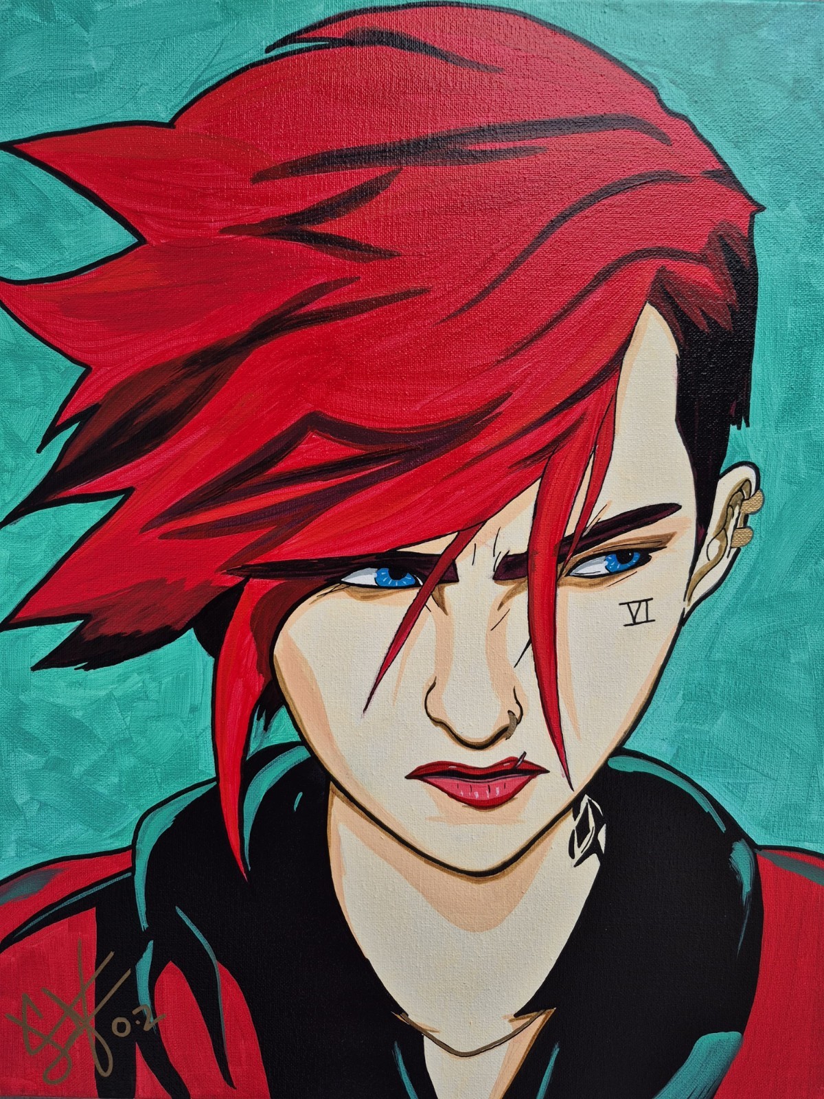 Original Art 16×20 – Vi (Violet) League of Legends Enforcer Artwork Signed O.z
