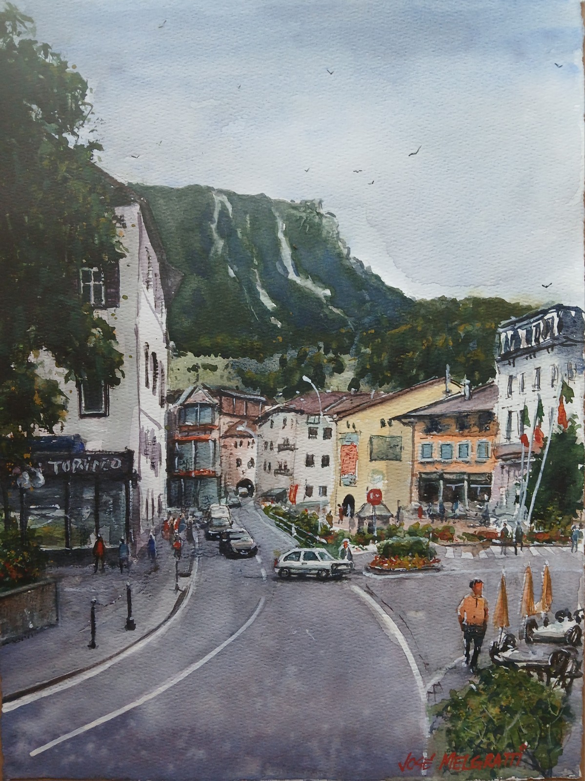 Watercolor Original Painting Moena, Italy 12″ x 16″ NOT A PRINT