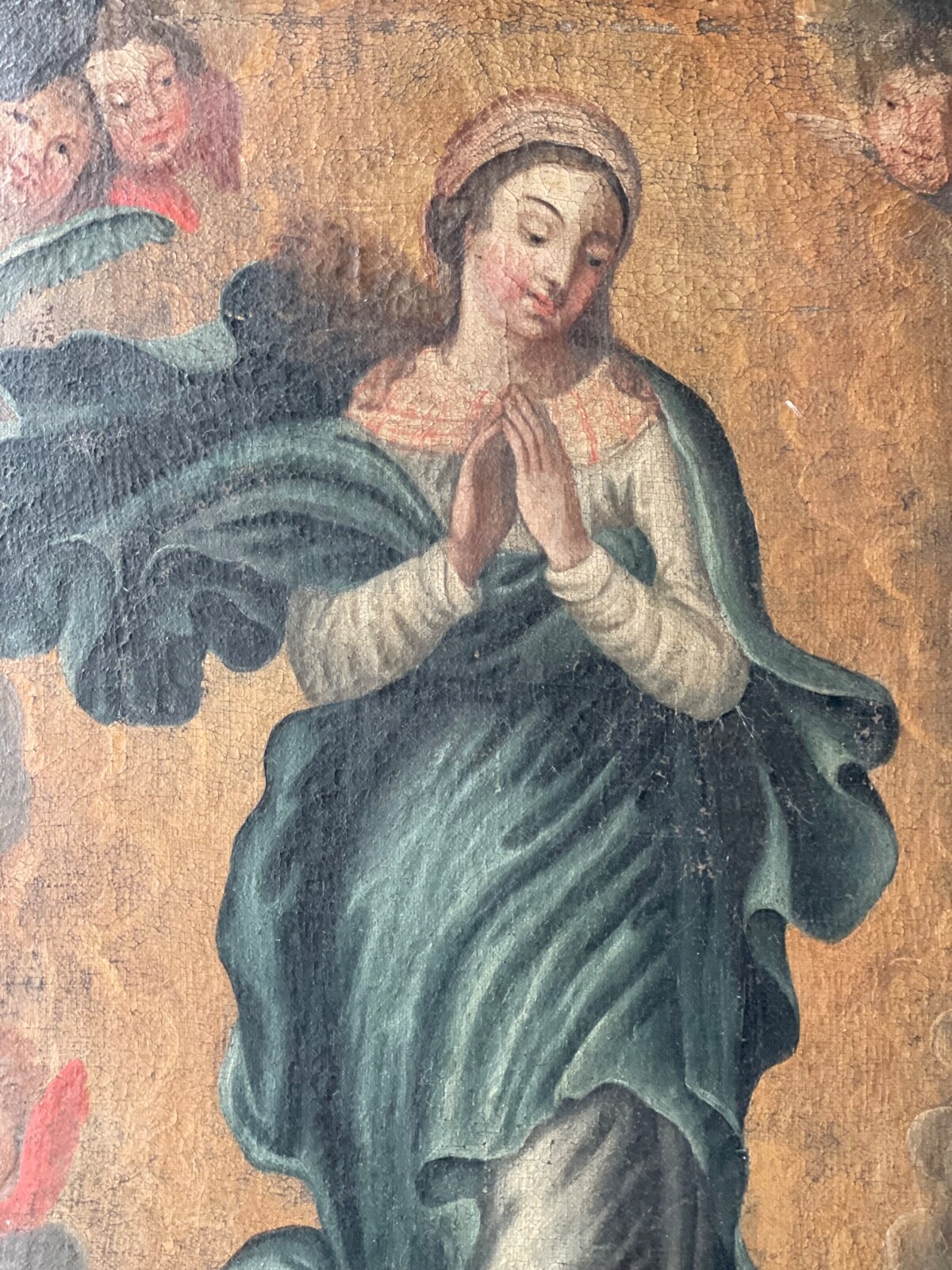 17th MURILLO ( circle ) SPANISH OLD MASTER RELIGIOUS OIL IMMACULATE CONCEPTION