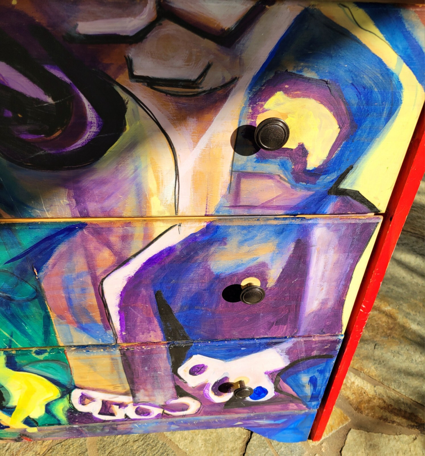 Hand Painted Artist Studio Crafts Chest Mural Graffiti Surreal Art Cubist Disney
