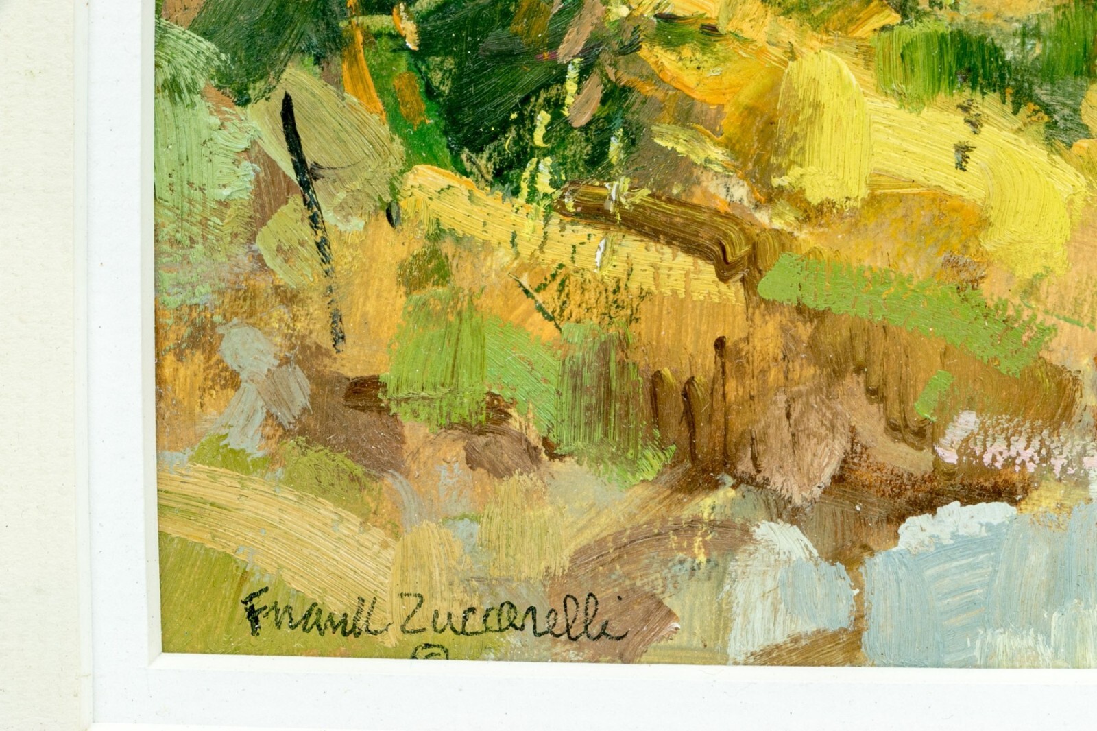 Frank Zuccarelli Cottage In The Country Oil Painting On Board – Framed Rural Art
