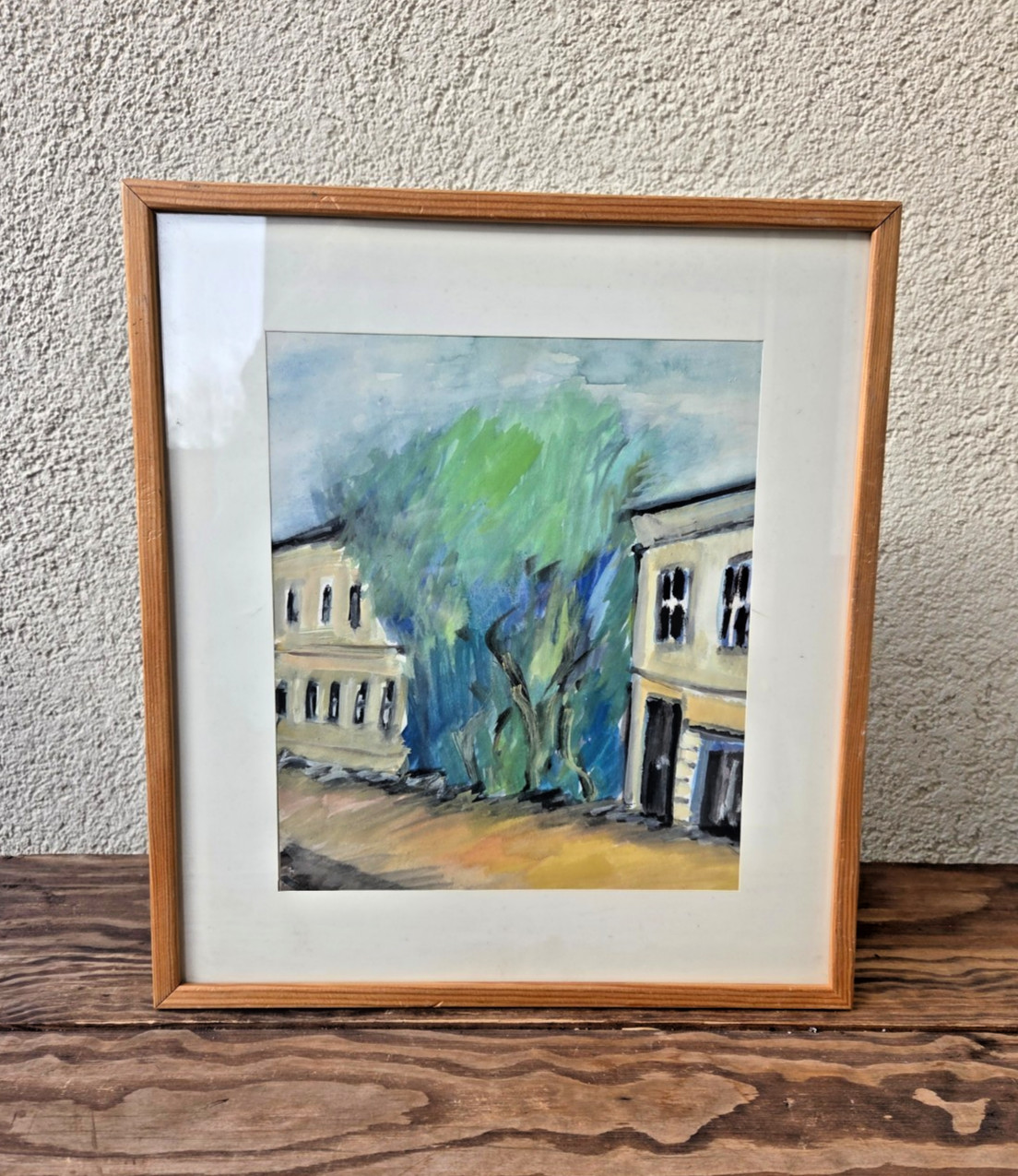 Vintage Swedish Gouache Painting «Stenvallsta» by Siri Märtenson