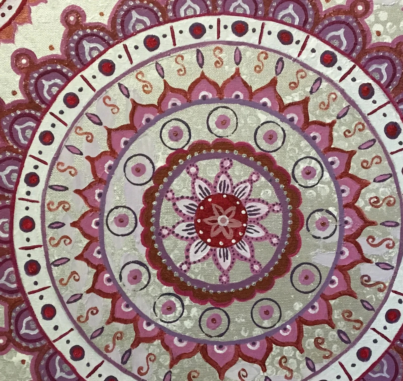 Abstract Painting MANDALA Acrylic Zen Spiritual Buddhism Meditate Circle Canvas