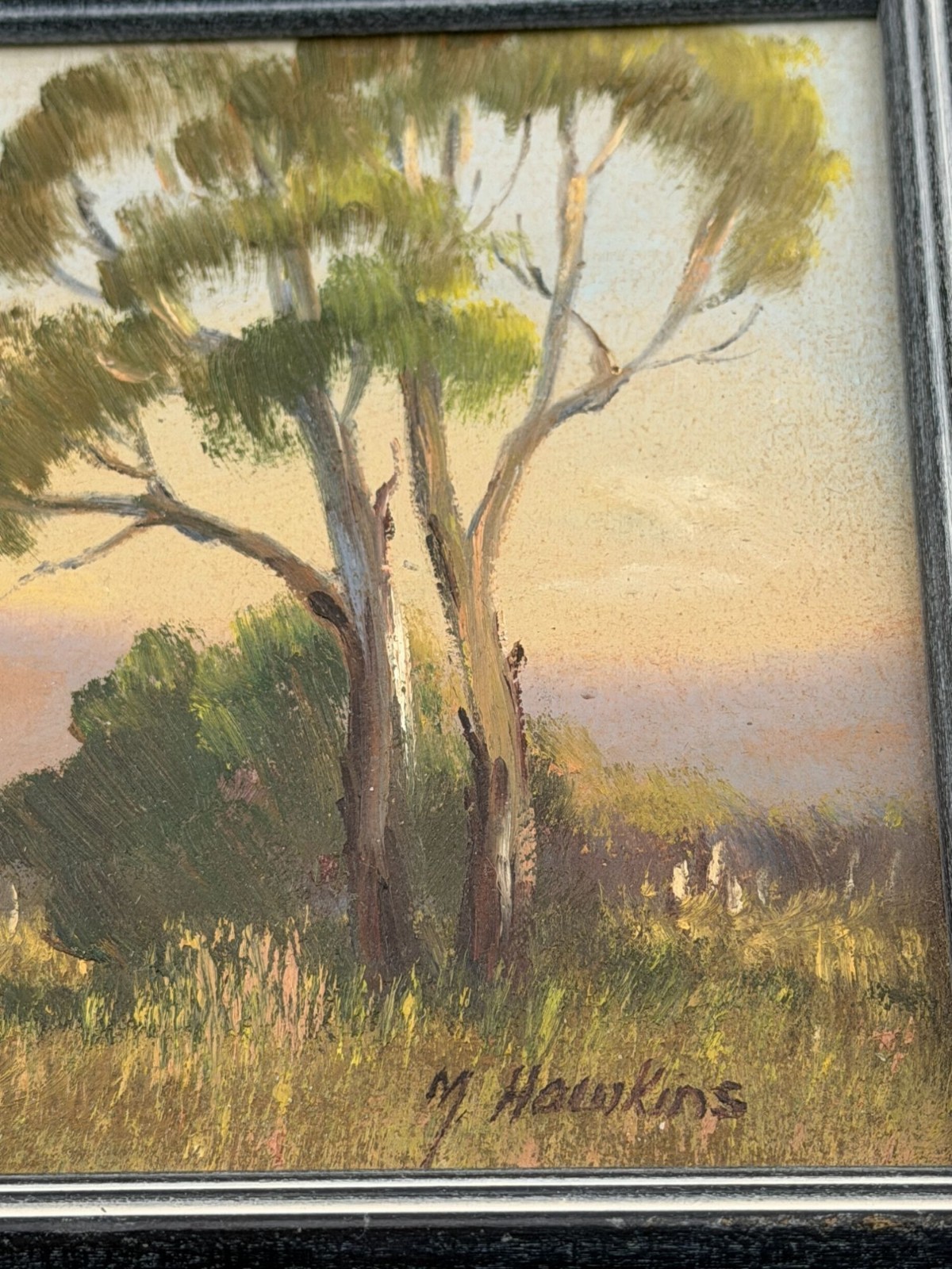 Vintage Landscape Paintings Signed Australian Cattle Countryside1984 Framed