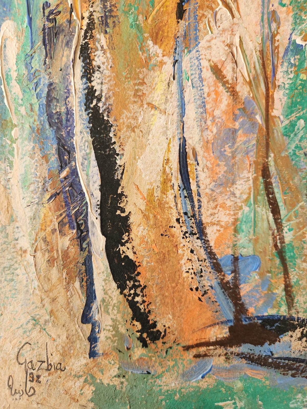 ORIGINAL ACRYLIC on paper Painting By Prominent Egyptian Artist GAZBIA SIRRY