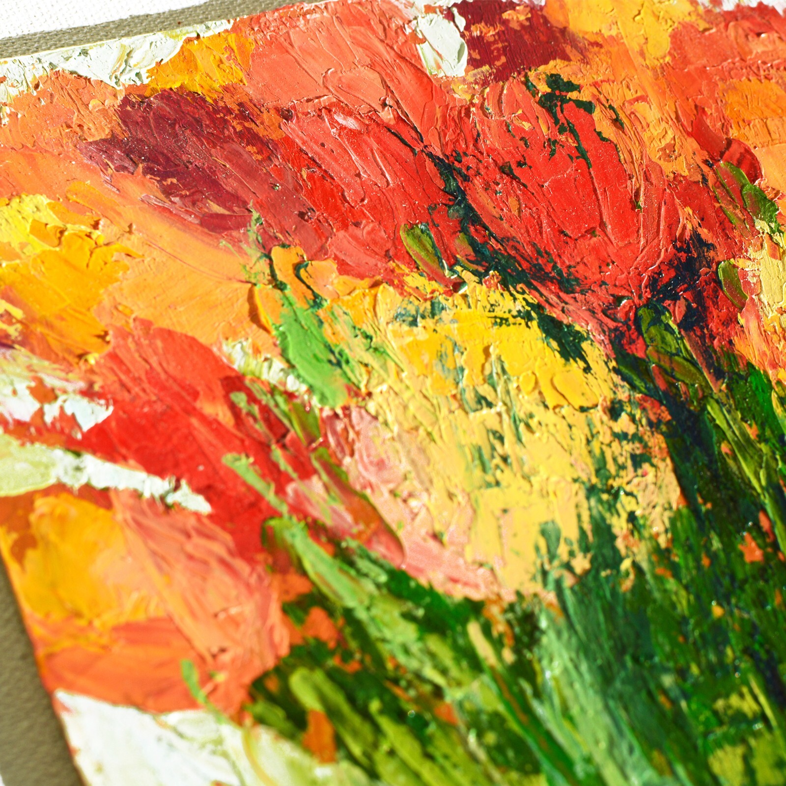 Tulips Original Oil Painting Impasto Modern Painting Orange Flowers 8’x6′