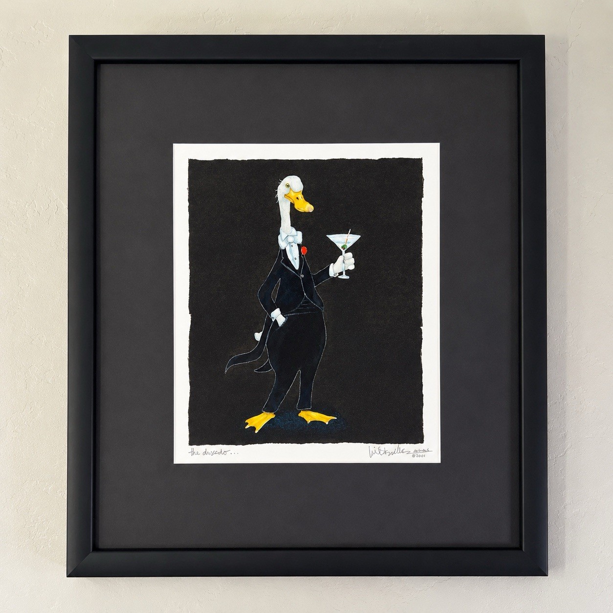 Original Will Bullas The Duxedo Signed 2001 Framed Watercolor w Provenance 16×14
