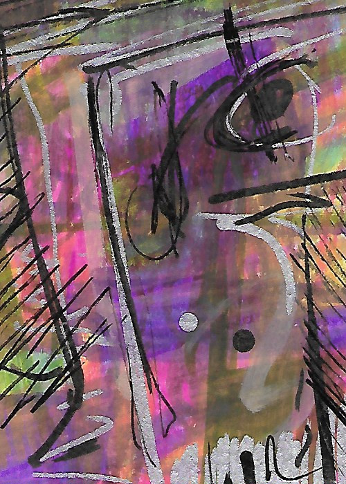 ACEO ATC CARD «Smile Hours» REASOR Original Abstract Painting 2.5×3.5