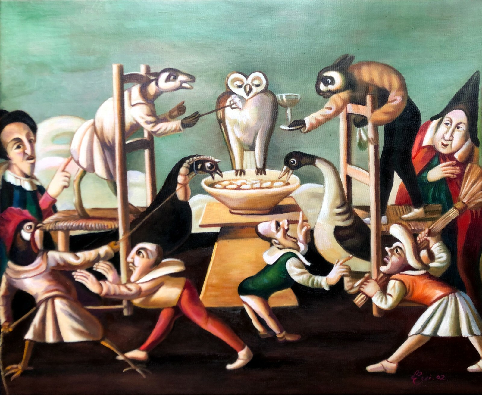 Oil on canvas» The King’s Breakfast» Owl