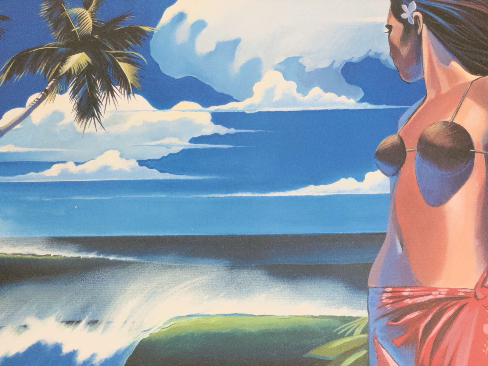 WADE KONIAKOWSKY Signed Artist Proof 24×36 Giclee Print Framed Hawaii Girl Waves