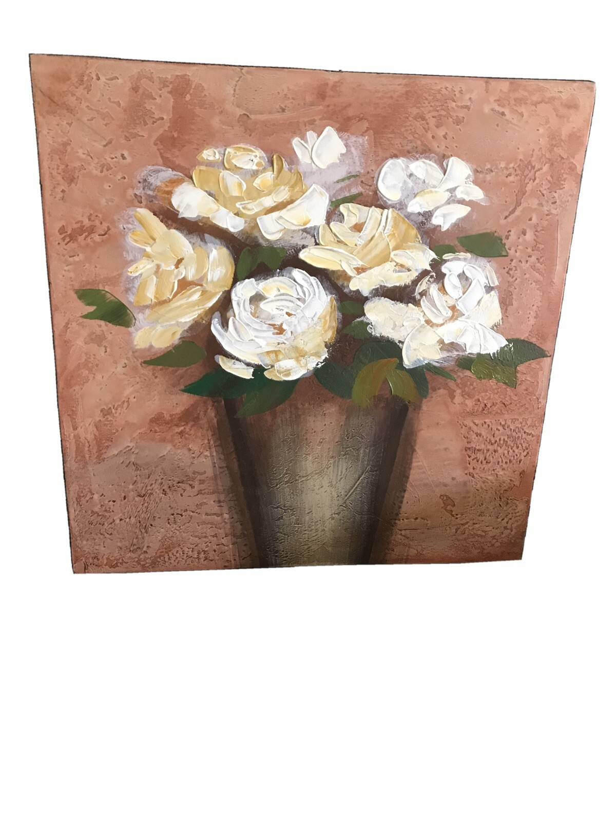 framed oil painting on canvas Flowers In Vase. No Signature Very Nice Work