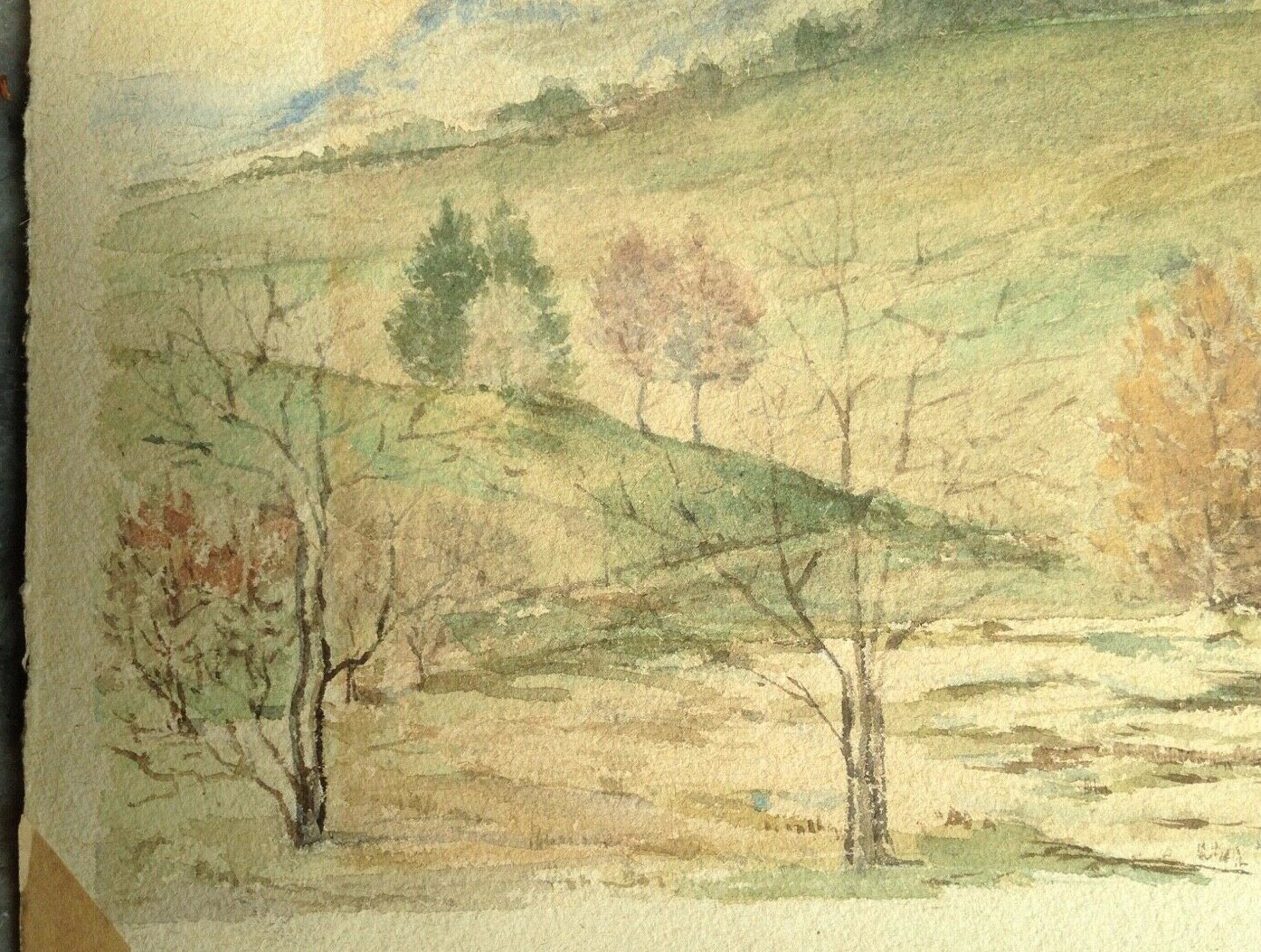 Aquarell Landschaft Mit Schneebedeckten Bergen