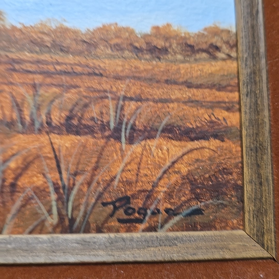 Vintage Original Texas Painting Oil Or Acrylic On Cardboard By Artist Pogue