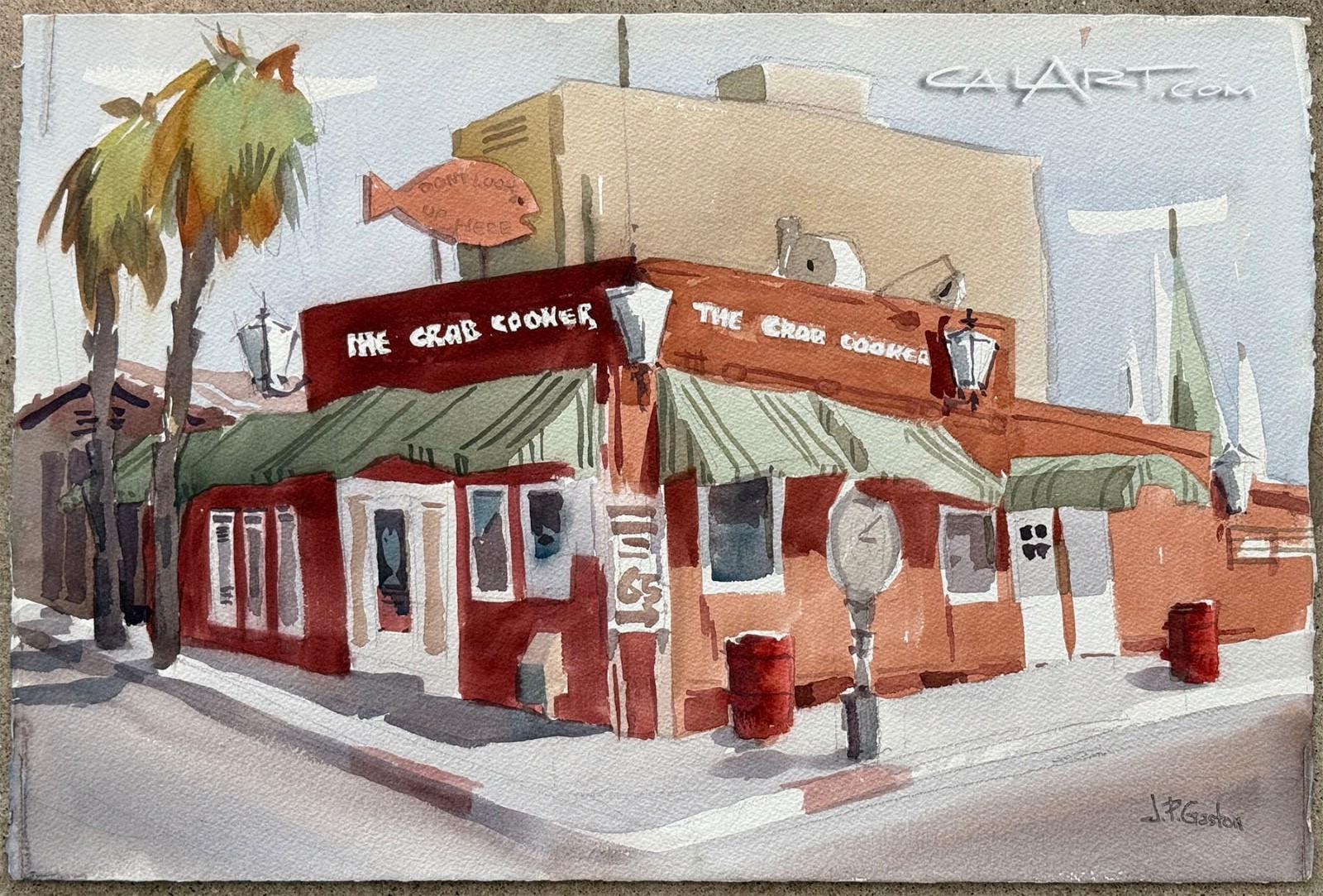 ORIGINAL 1960s PAINTING of CRAB COOKER NEWPORT, CaLiFoRnia LISTED REGIONALIST !