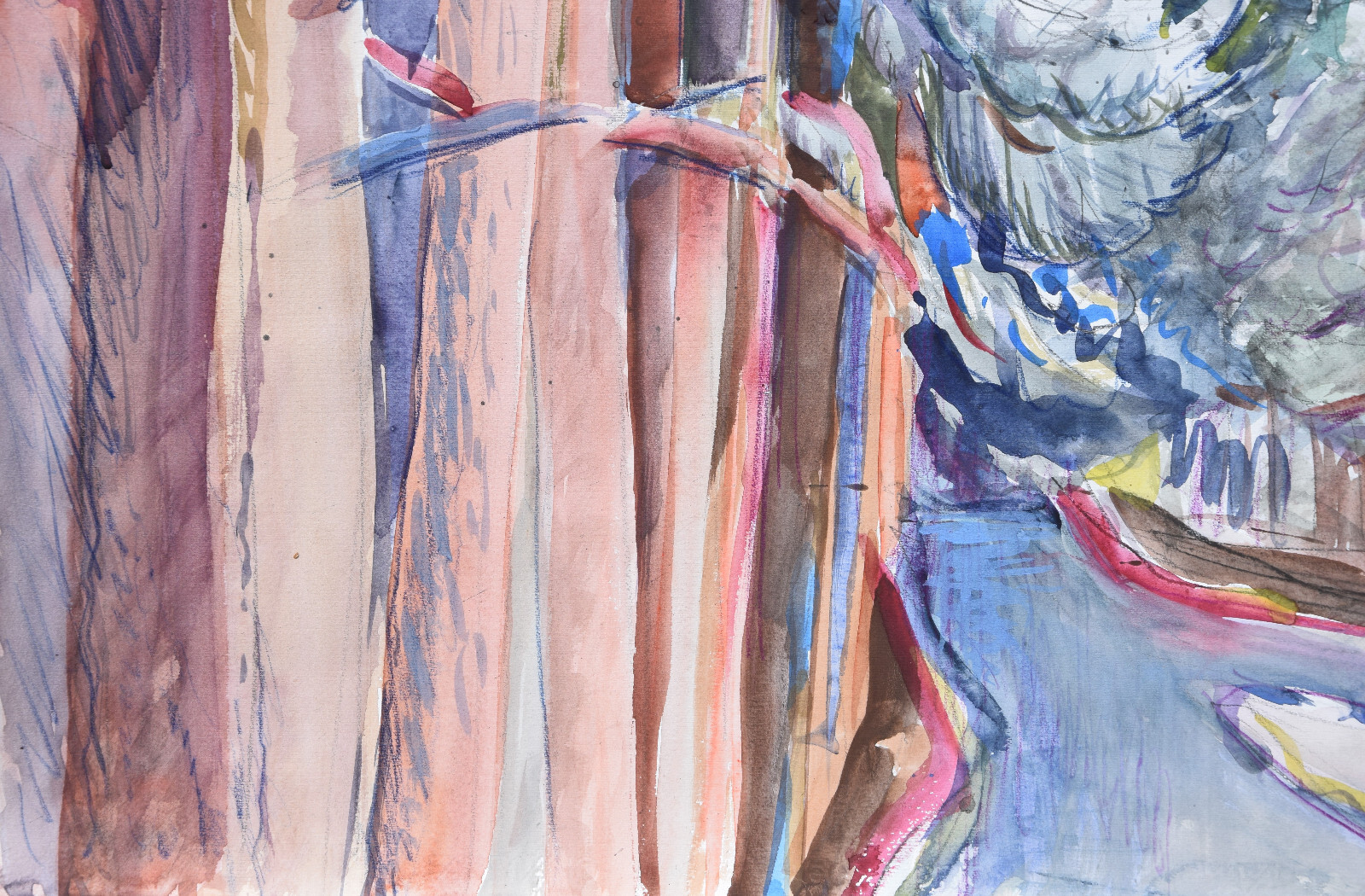 Peter Berndt 1937-2021 Berlin / Aquarell 1988 «Märkischer Kiefernwald» Havel
