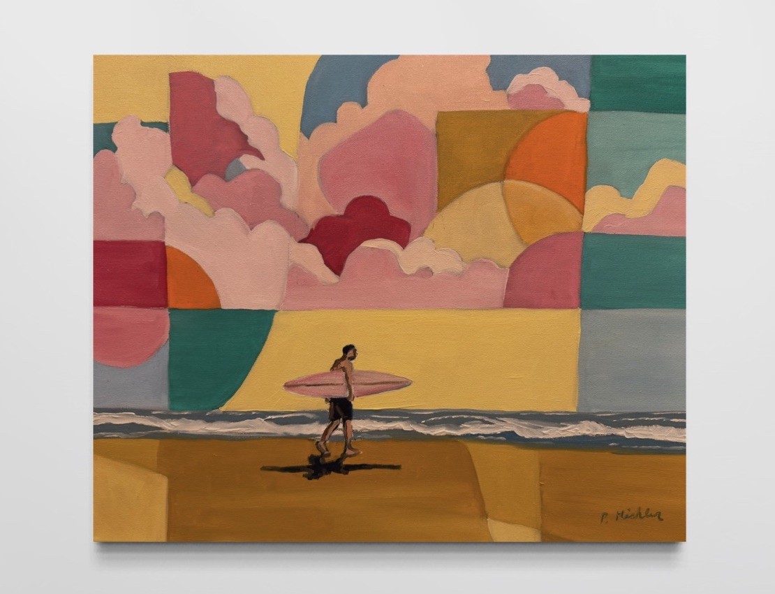 Original Oil Painting 16×20 Coastal Surfer Contemporary Beach Art Dreamscape