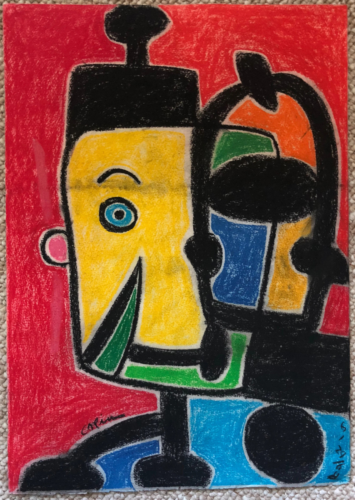 Vintage 60s 70s Abstract Shapes Oil Painting Mid Century Modern Wall Art Donahue