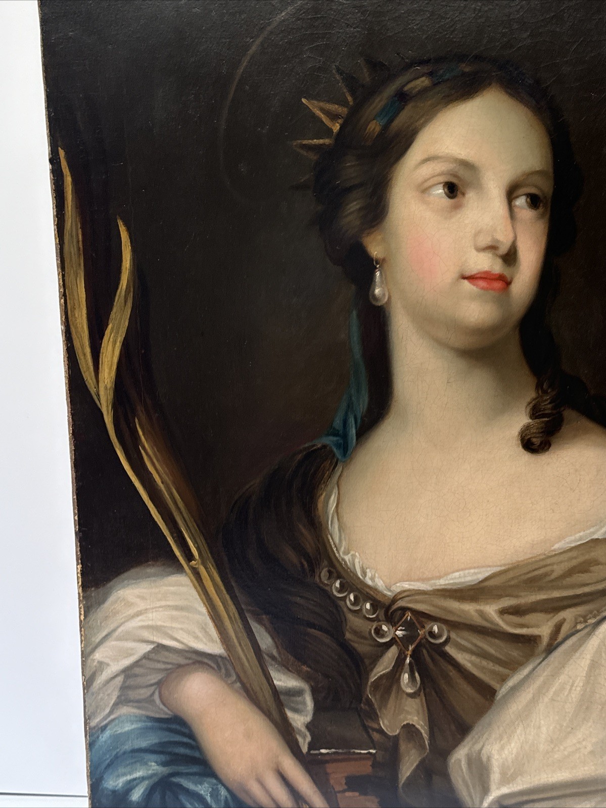 Old Master Painting Queen Crown Madonna Church Iconic 17th 18th Century Antique