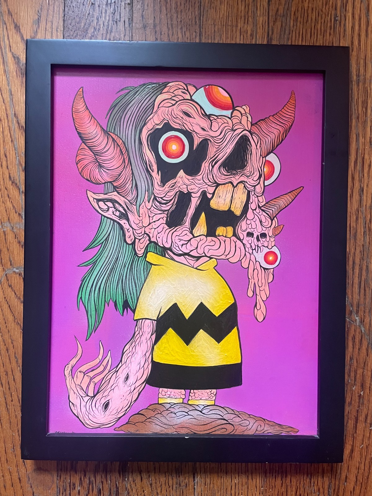 OOAK Skinner Original Painting, Charlie Brown, Peanuts, Horror, Lowbrow Art