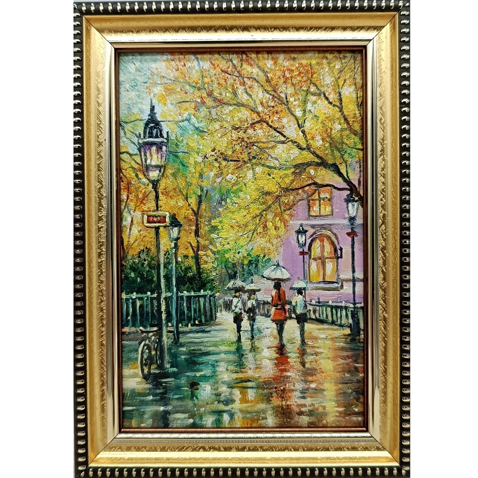 Original Oil Painting Cityscape Framed Signed 4×6 Small Art
