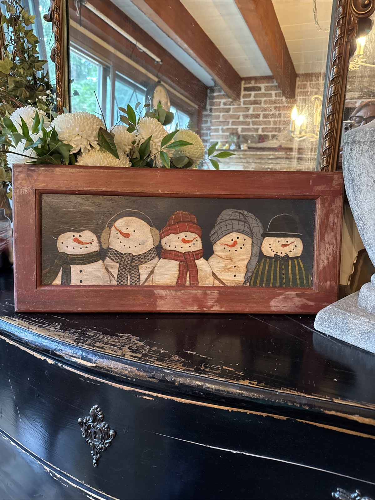 Snowman Window Art Wooden