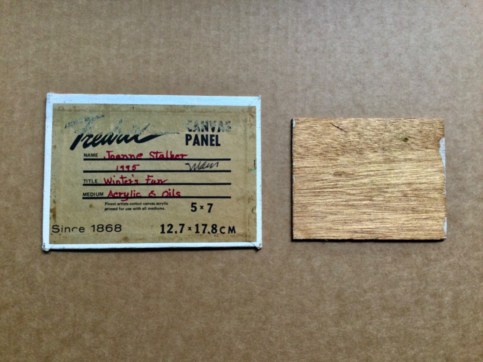 2 small primitive folk art paintings by Joanne Stalker & Dubrowski.