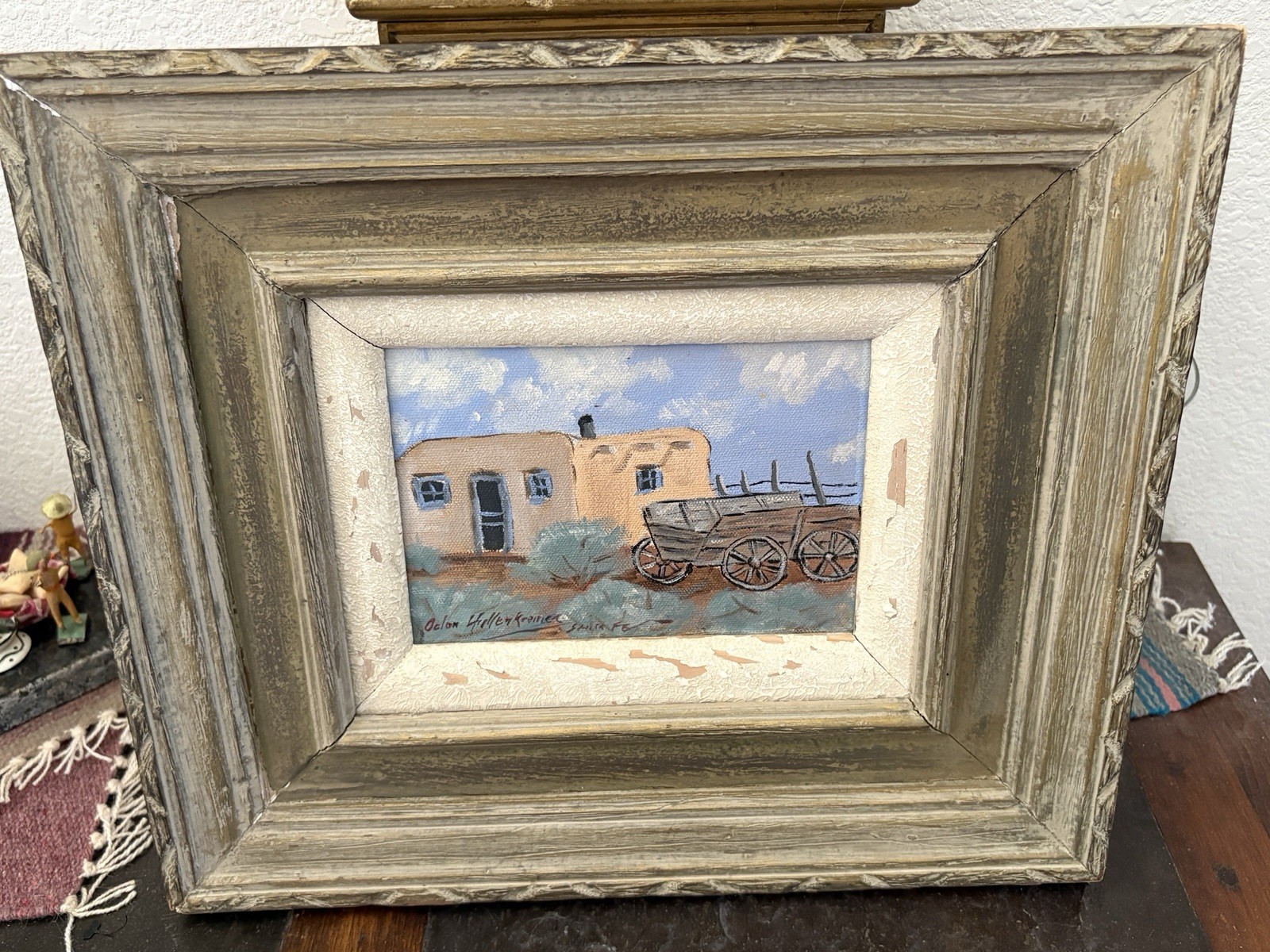 Antique signed🎨 ODON HULLENKREMER Oil Painting 🎨SANTA FE 🎨 New Mexico WOW !!