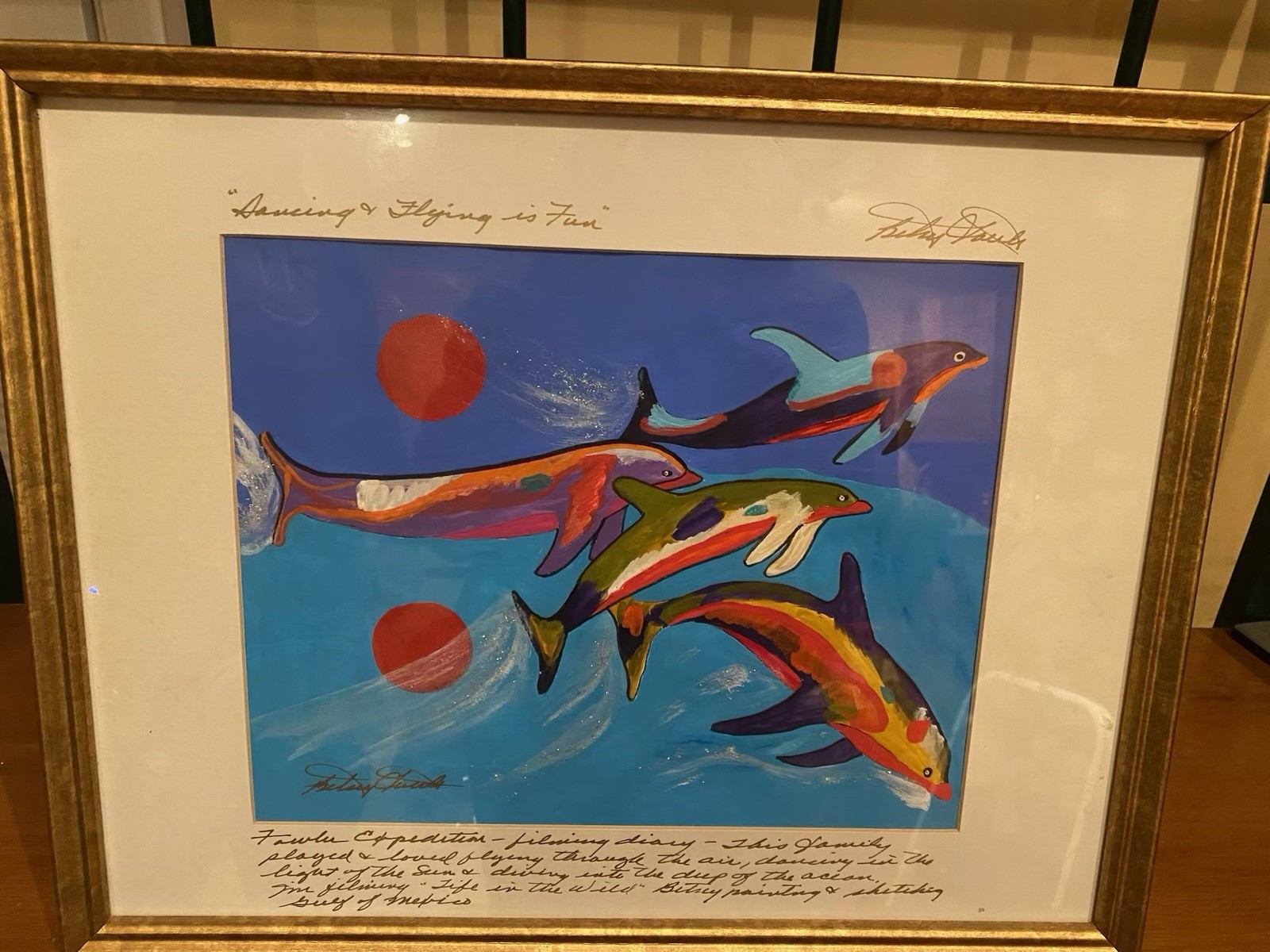 Signed Betsey Fowler Dolphin Painting