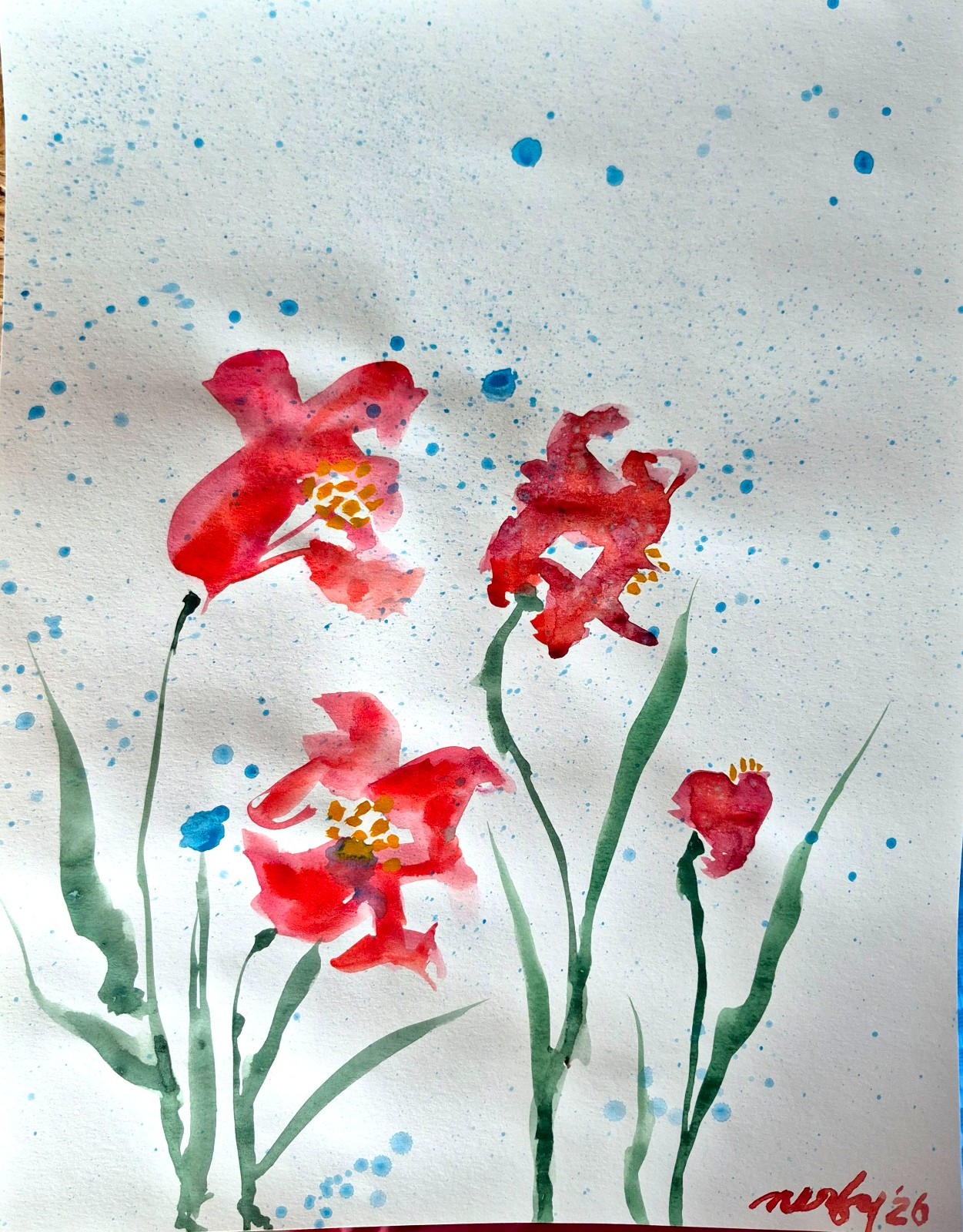 Original Contemporary 11×14 Multi Color Botanical Expressionist Art Signed P78
