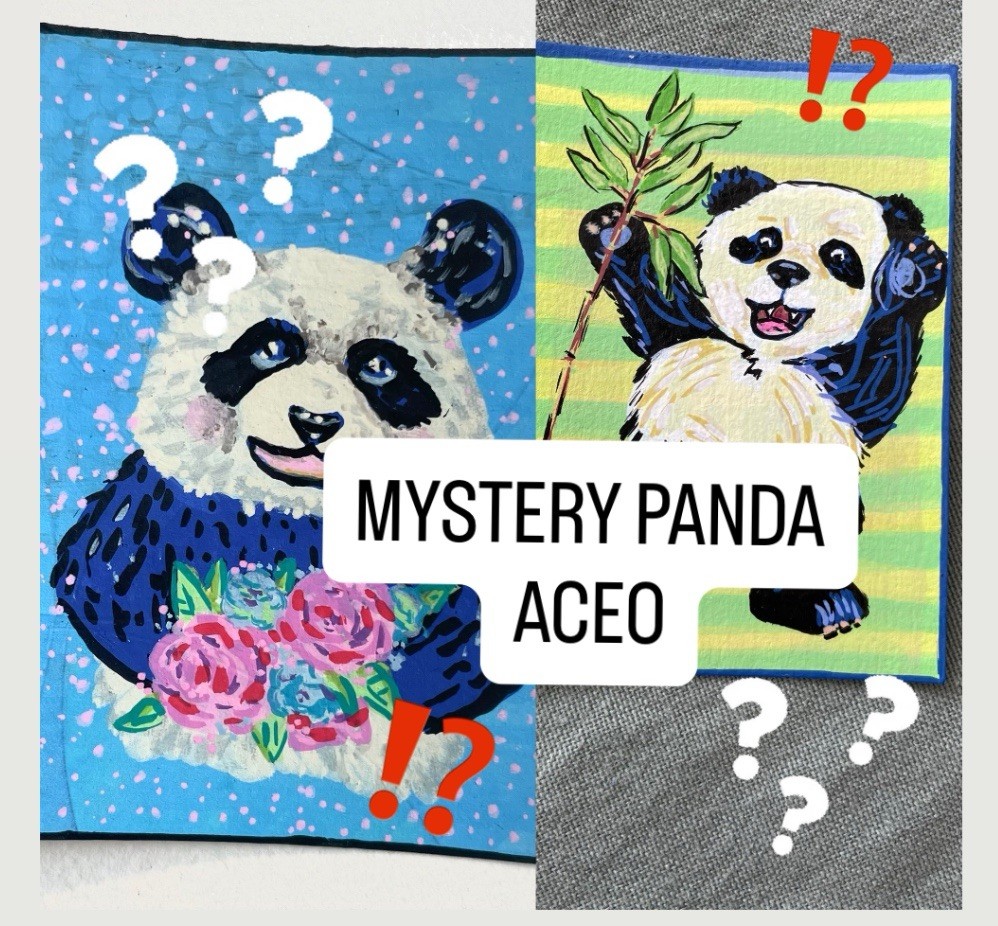 MYSTERY Panda Original ACEO Miniature Acrylic Painting