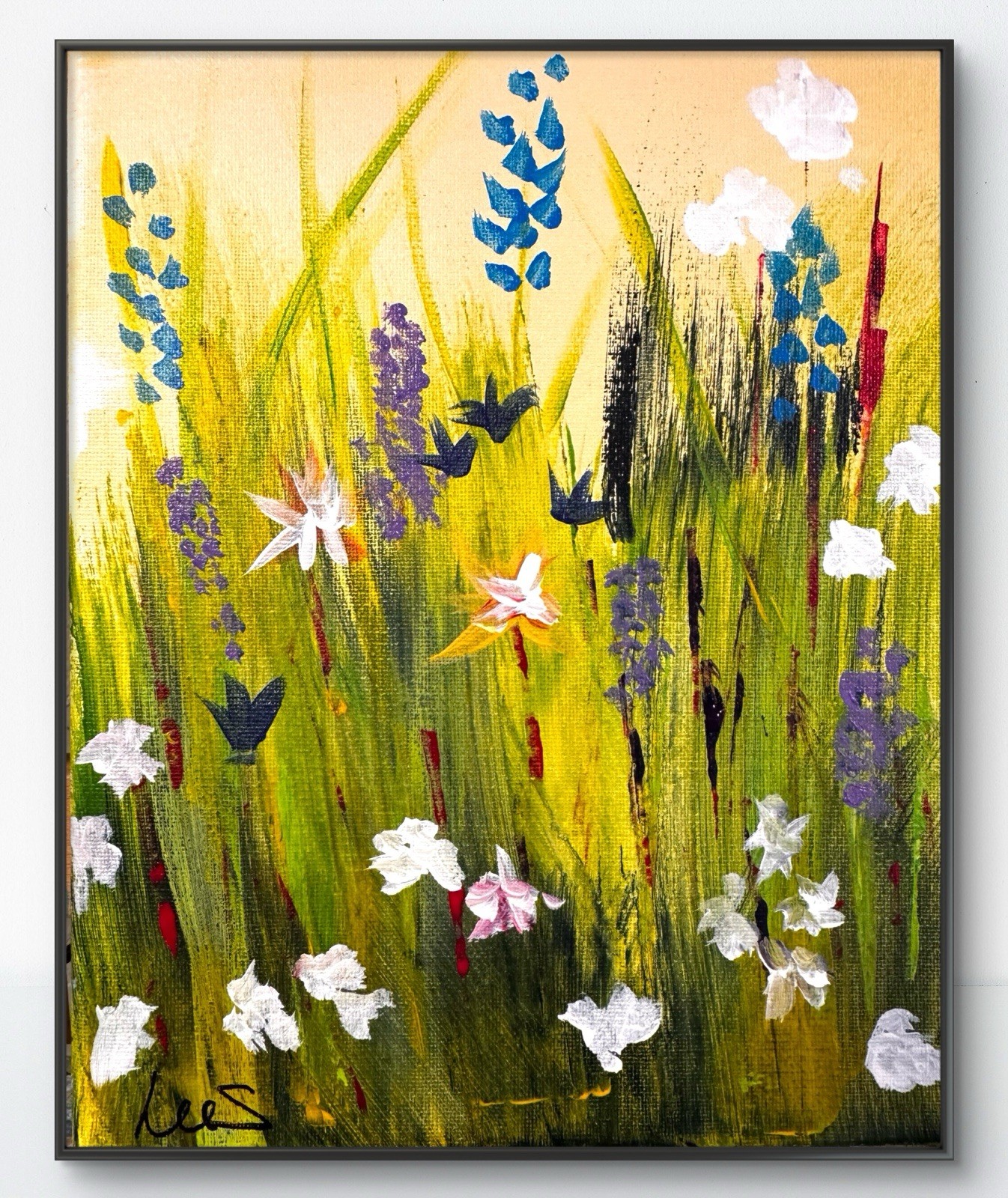 SAMATOWIC Original Abstract Wildflowers 8×10 Handmade Signed Cheery Small Art 13