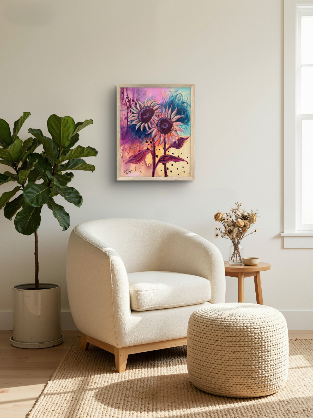 @FearlessPaints Colorful Sunflowers Florals 16×20 Canvas Original Painting