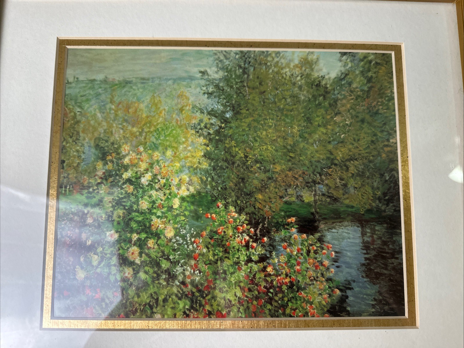 Framed Reproduction Claude Monet’s painting A Corner of the Garden at Montgeron