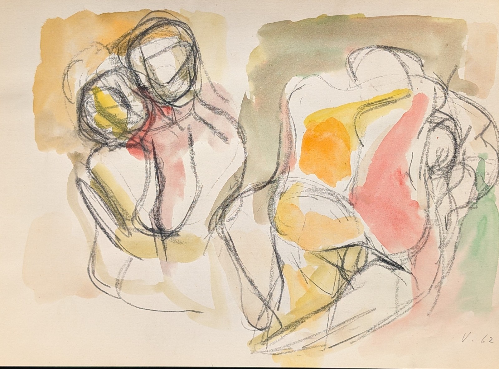 Tony Underhill 1923-77 Australian British Artist c1962 Watercolour Wax Crayon I