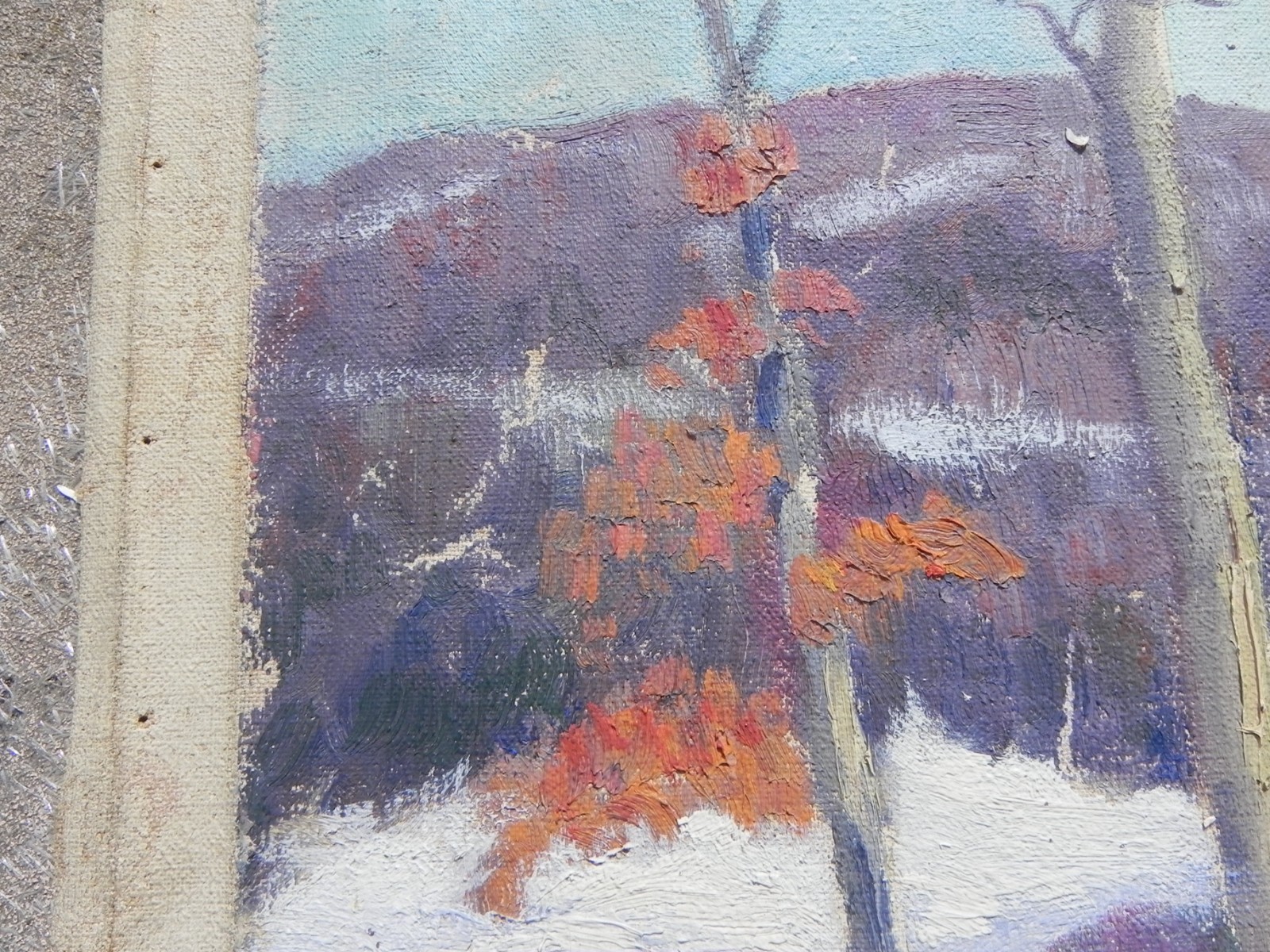 Pair old Connecticut impressionist landscape paintings signed Allen Newton 1927