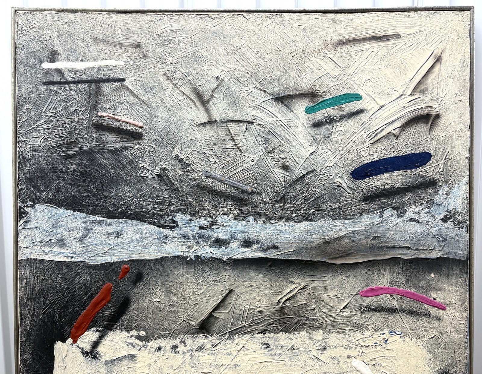 1981 ABSTRACT ILLUSIONIST Post Modernist LARGE FORMAT PAINTING 48″x36″ Unsigned