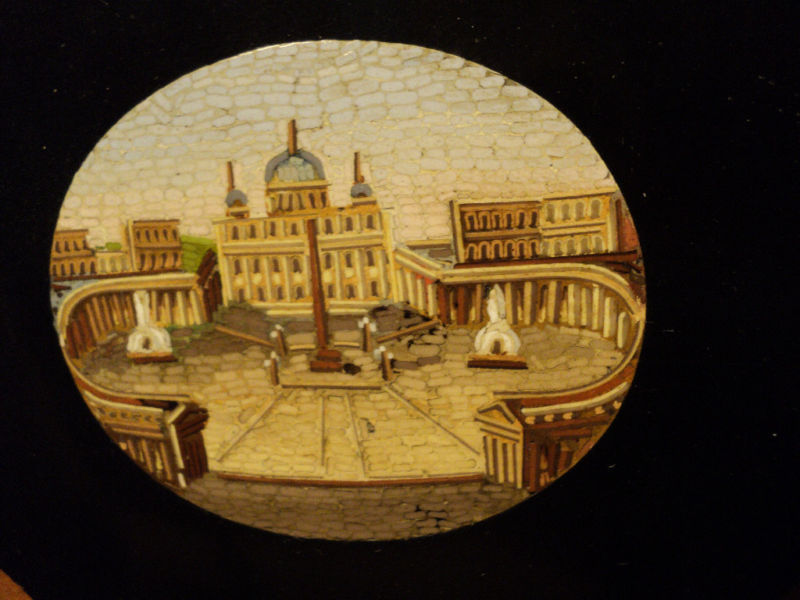 BEAUTIFUL GRAND TOUR MICRO MOSAIC PLAQUE – ROMAN SCENE