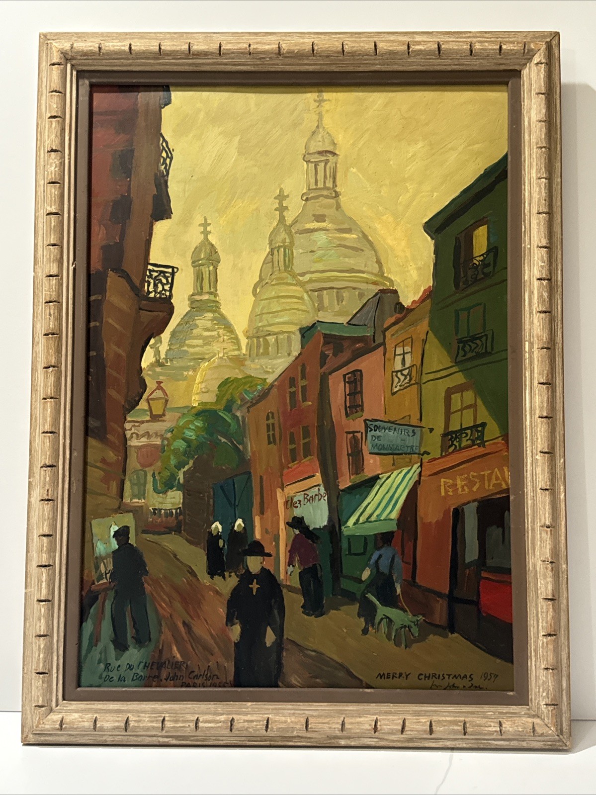 Mid Century Painting Modernism Paris France 1950’s John Carlson Vintage Street