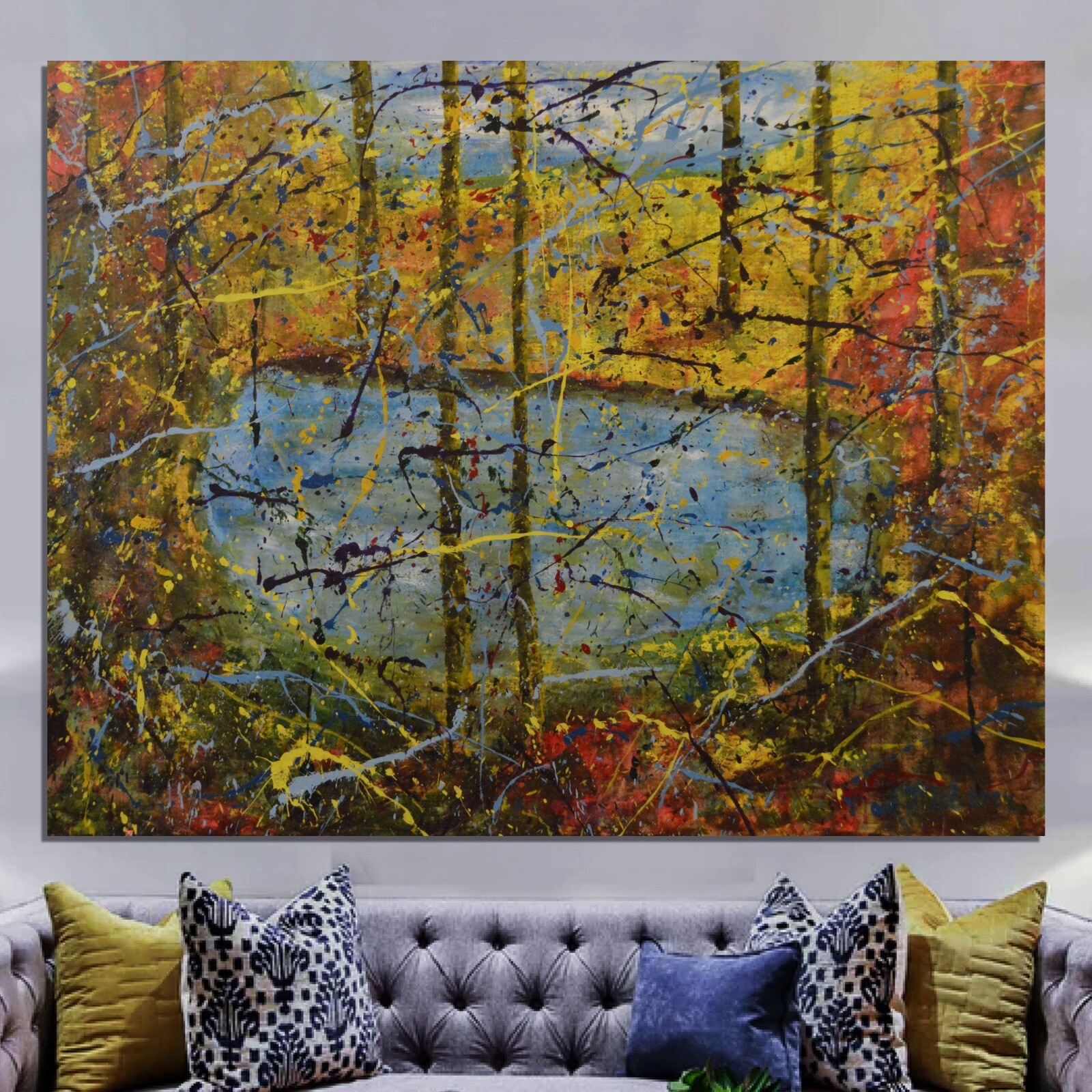 Pollock Landscape Professional Painting 81” X 62”(6ft 9in)Abstract Modern