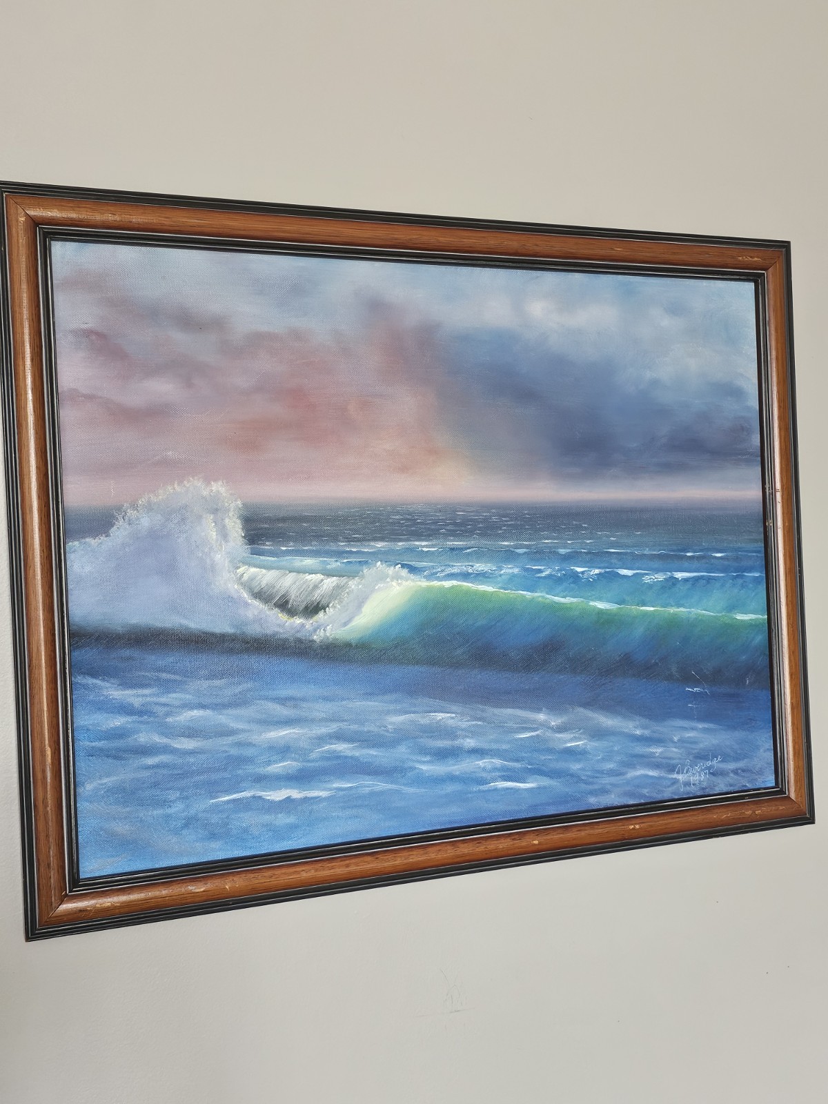 Original Acrylic Painting- Seascape Signed by Artist (J. Beveridge) Framed