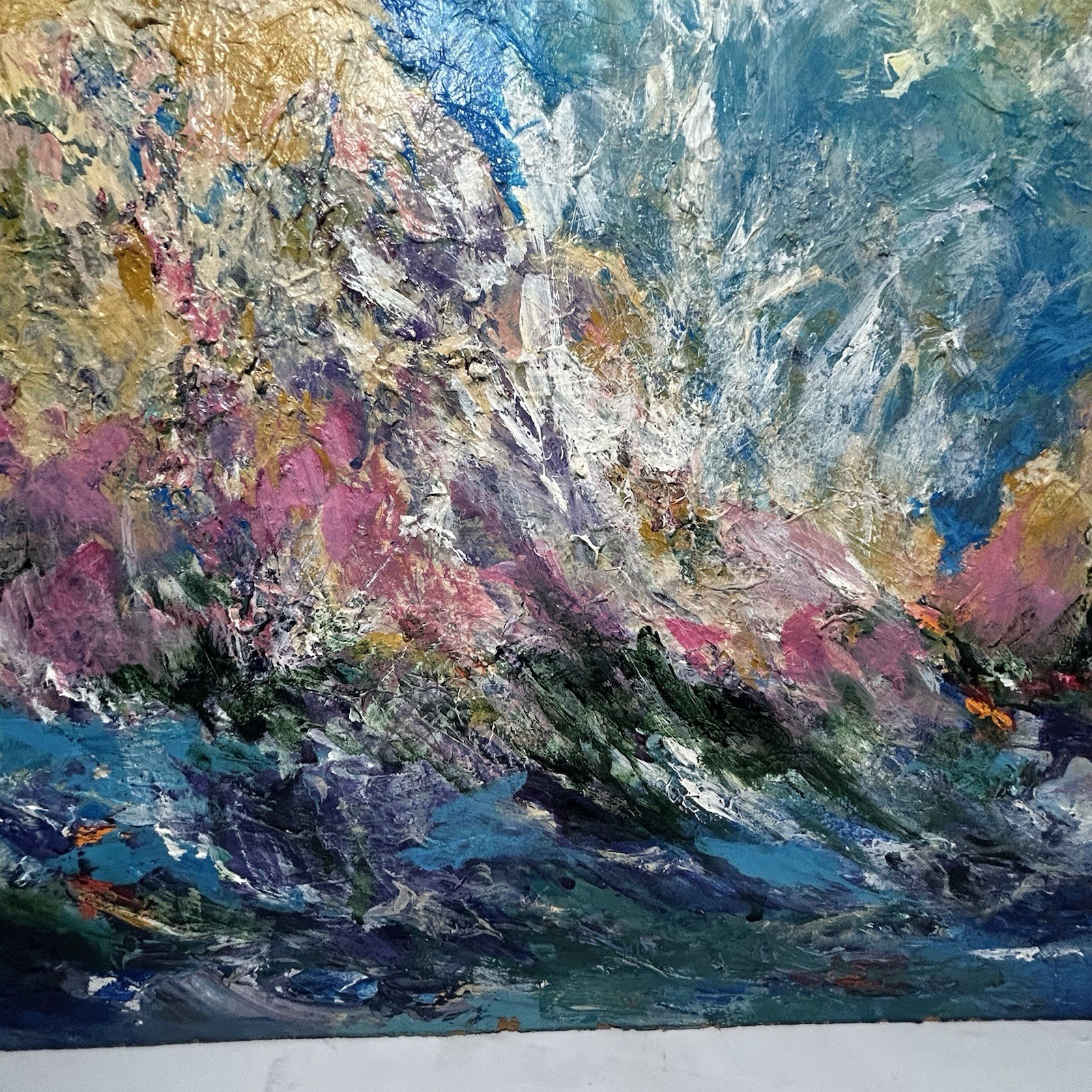 1986 Original Mary Thompson Abstract Modern Art Painting Acrylic Impasto Vintage