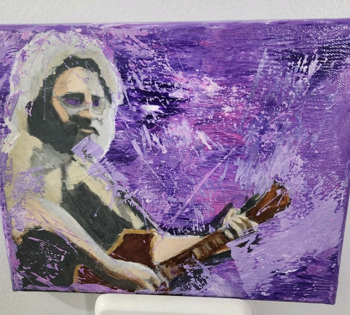 8×10 Acrylic Painting On Canvas Of JERRY GARCIA. Unframed Mixed Media.