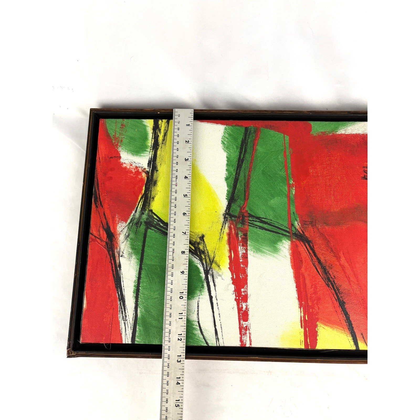 Vintage Abstract Expressionism Acrylic Painting 13″x17″ Artist Signed Mitchell