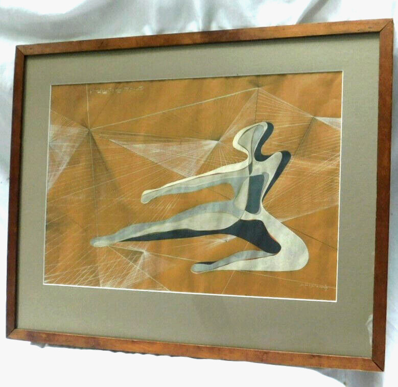 STUNNING MID 20th CENTURY SIGNED ORIGINAL MIXED MEDIA PAINTING
