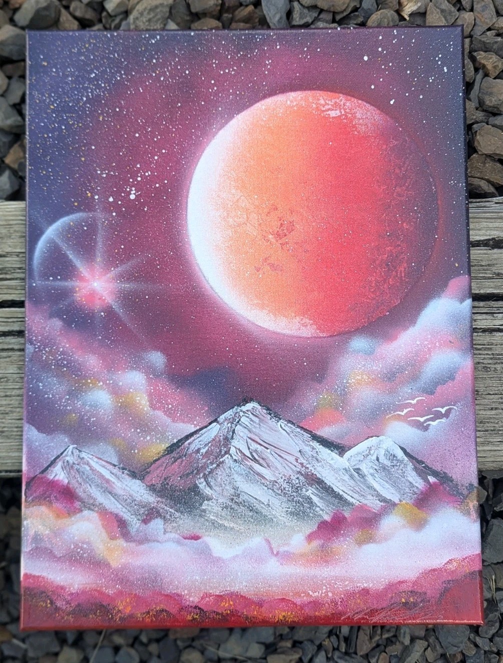 Regal Valley 12×16 Spray Art on Canvas. Original Work. Signed.